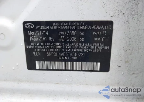 2014 Hyundai Elantra Limited from USA, damaged, VIN 5NPDH4AE3EH510221